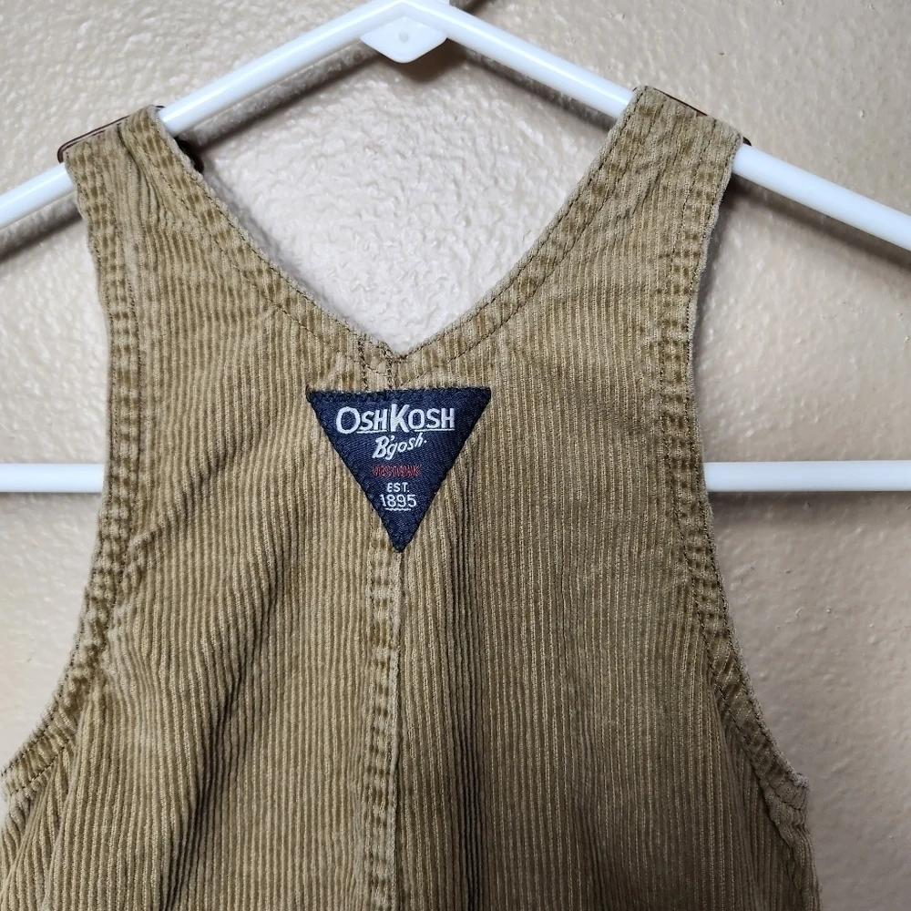 Oshkosh B'Gosh Tan Corduroy Flip Cuff Overall Bibs-Size 9 Months